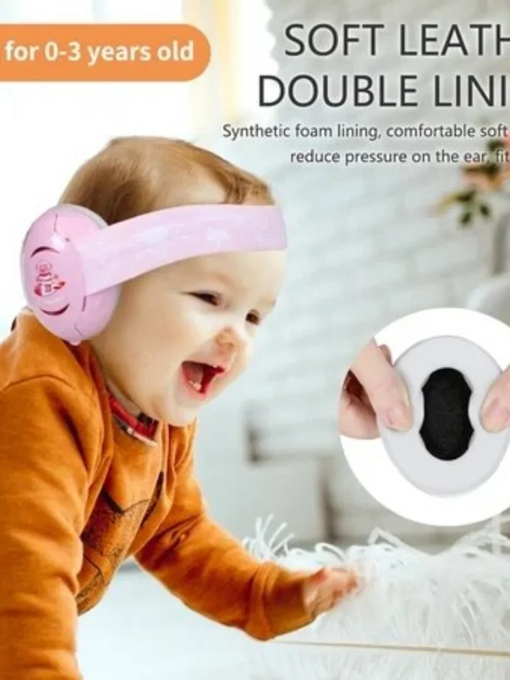 Pink Baby Earmuffs Adjustable Headband ABS Cups Soft Cushions Infant Toddler